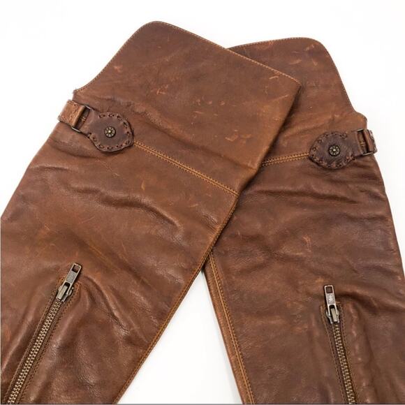 Frye Shirley Over The Knee Riding Foldover Boots distressed Leather Brown 5.5 - Picture 3 of 8